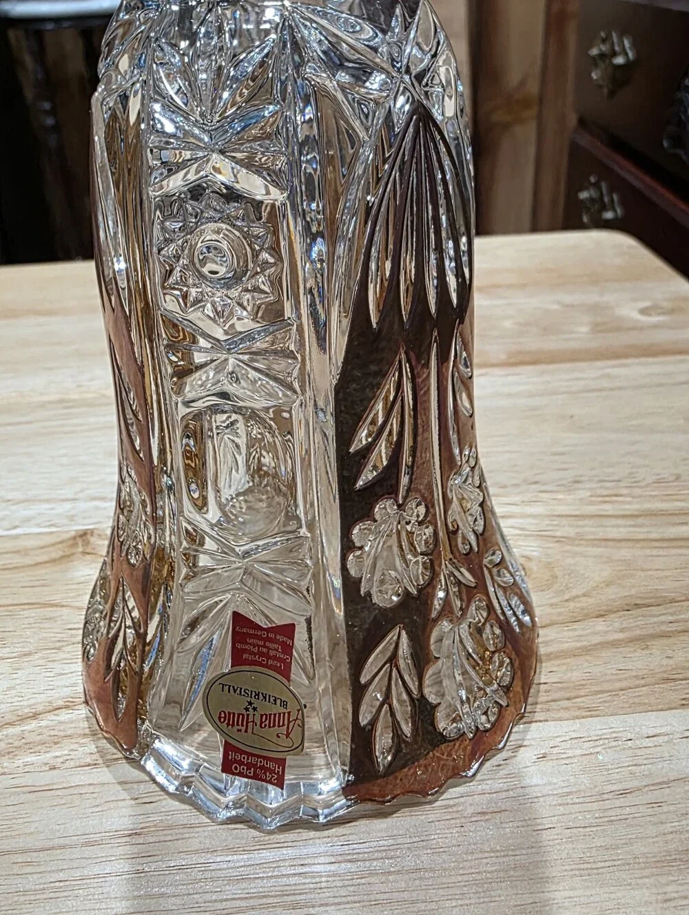 Vintage Anna Hutte Gold Bleikristall Glass Vase